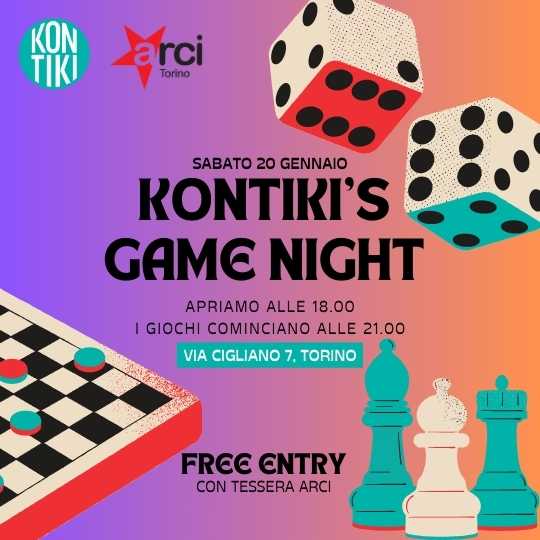 Locandina Game Night 20 gennaio